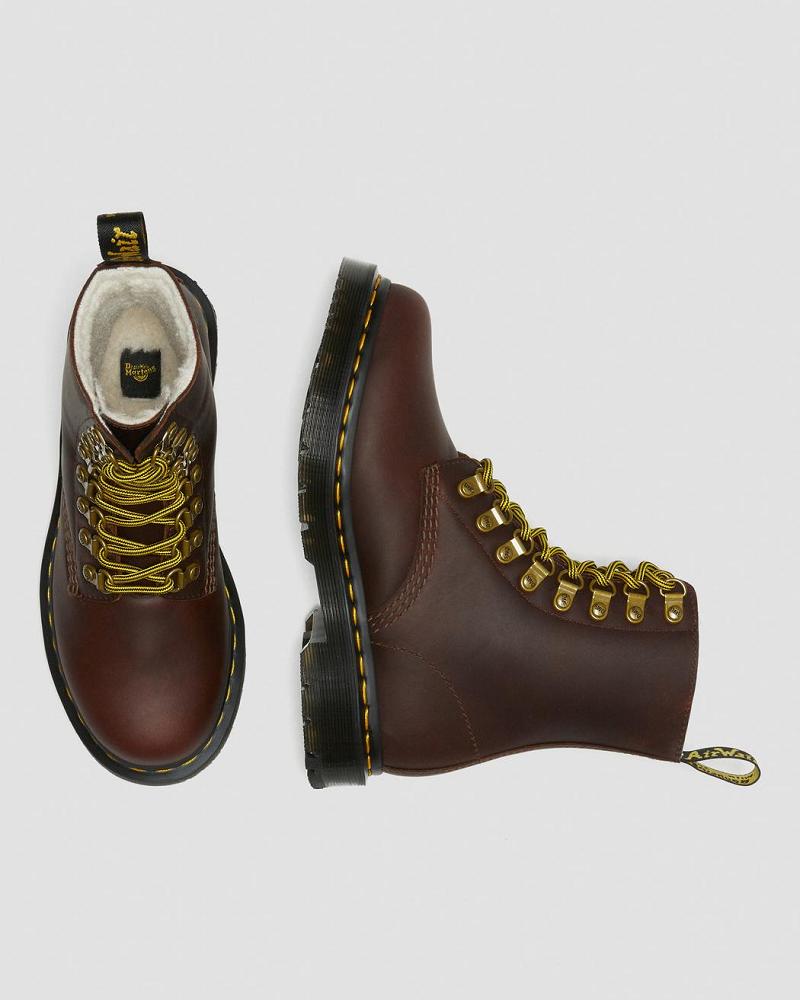 Botas de Invierno Dr Martens 1460 Pascal DM's Wintergrip Cuero Mujer Marrom | MX 50GSO